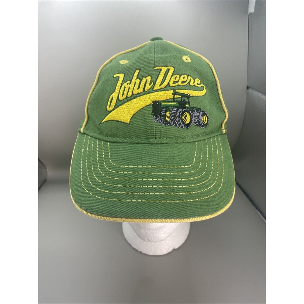 John Deere Strapback Hat Small Medium Green Yellow Tractor Farmer Baseball Cap